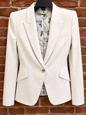 White House Black Market WHBM Editor Blazer Lace-Up Back White Size 4